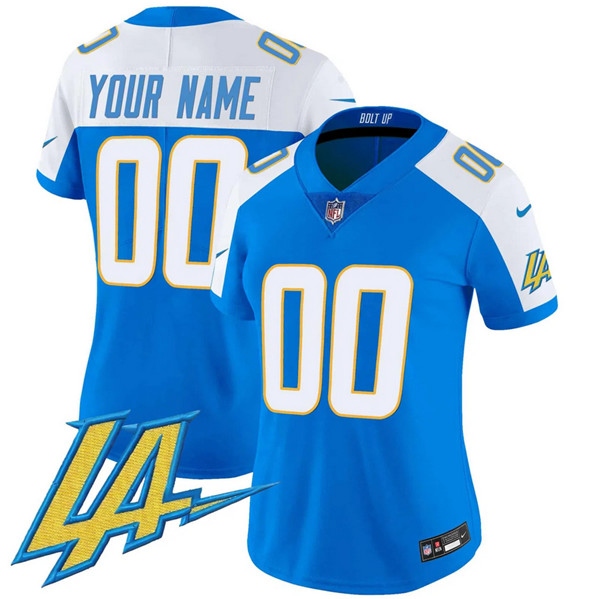 Women's Los Angeles Chargers ACTIVE PLAYER Custom Blue/White 2024 F.U.S.E. V2 Limited Alternate Stitched Football Jersey(Run Small)